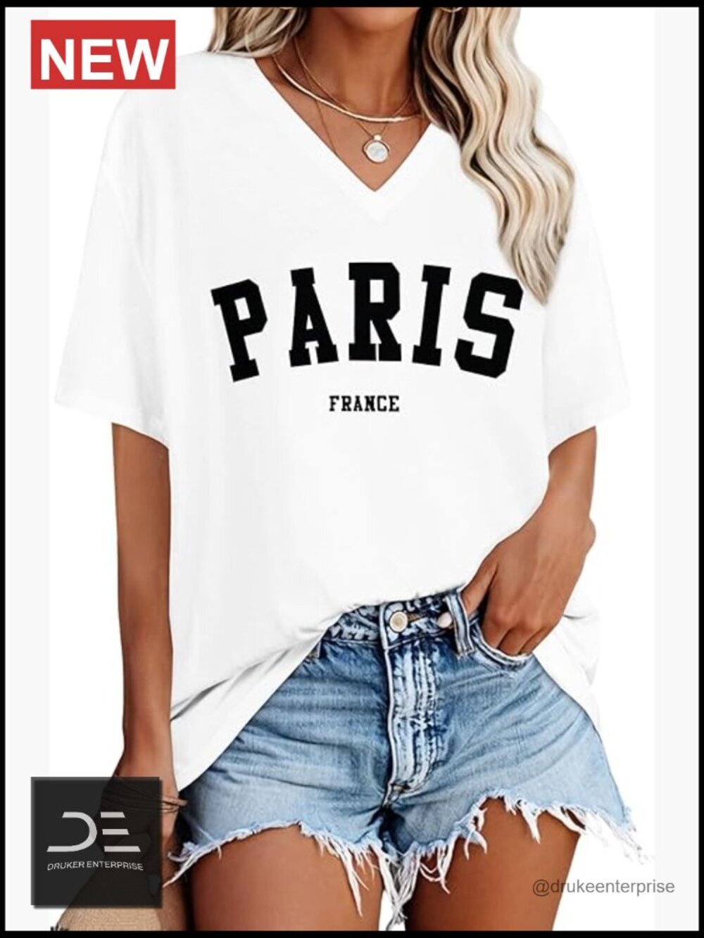 Oversized V-Neck Short Sleeve T-Shirt Women Summer Casual Loose Fit Top